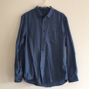 Men’s George Blue Plaid Button Down Shirt NWOT